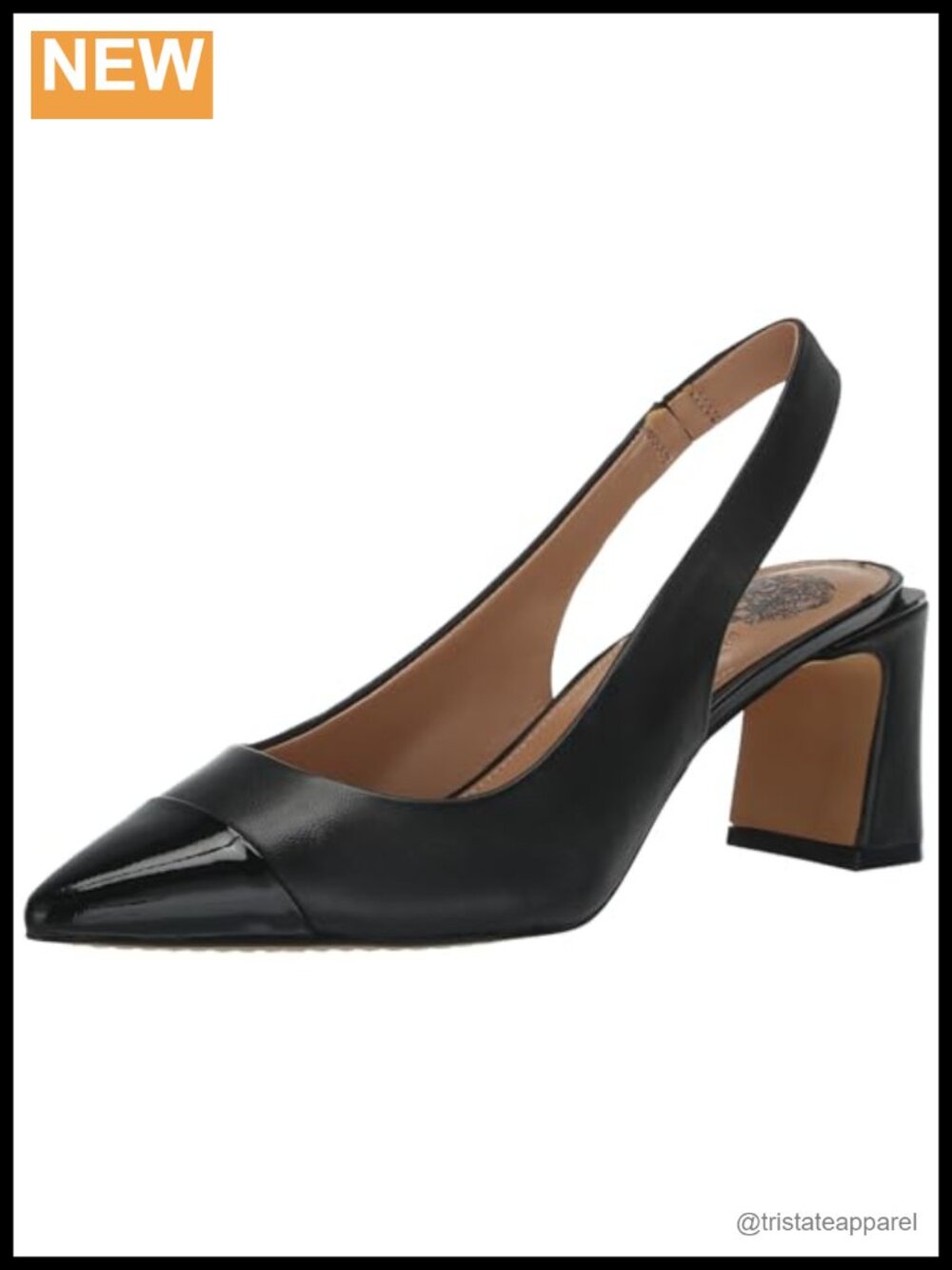 Slingback Pump Pointed Toe Block Heel Leather Cushioned Slip Resistant
